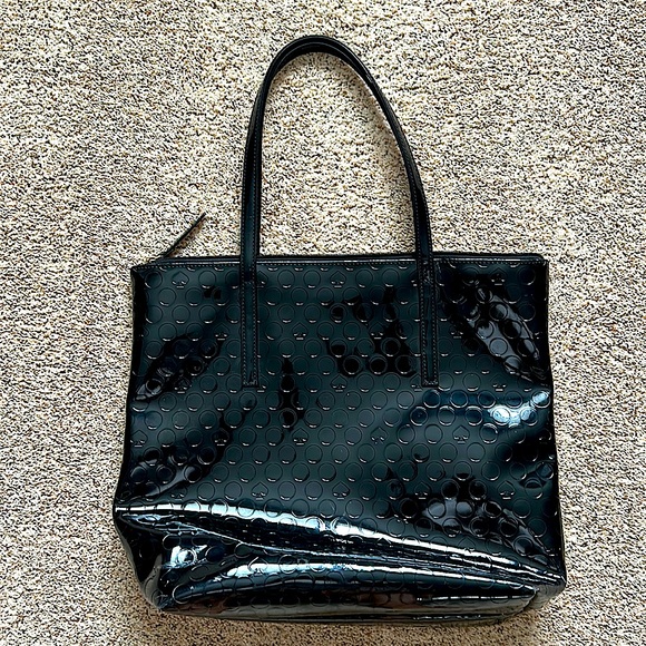 Kate Spade Authentic Black Circle and Spade Pattern Large Tote Purse Bag ♠️⚫️ - Picture 2 of 6